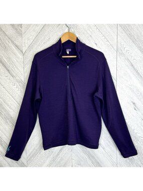 Vintage IBEX Merino Wool 1/4 Zip Pullover Long Sleeve Shirt Mens Large Made USA